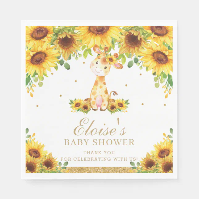 Sunflower Giraffe Baby Shower Birthday Party Napkins Zazzle sunflower-giraffe-baby-shower-birthday-party-napkins-zazzle
