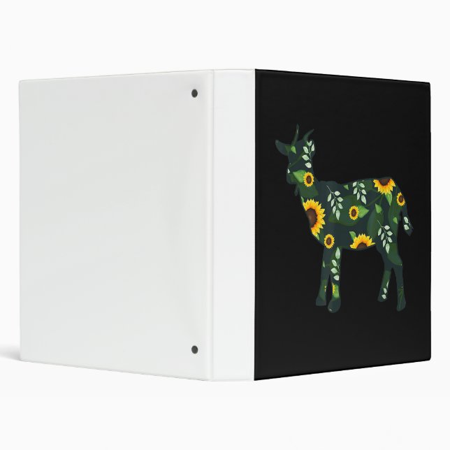 Sunflower Girl Floral Goat Kid Hawaiian 3 Ring Binder (Background)