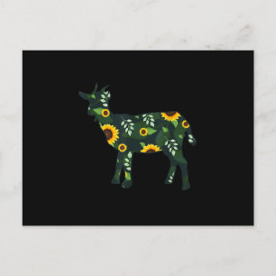 Sunflower Girl Floral Goat Kid Hawaiian Announcement Postcard