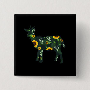 Sunflower Girl Floral Goat Kid Hawaiian Button