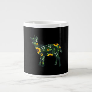 Sunflower Girl Floral Goat Kid Hawaiian Giant Coffee Mug