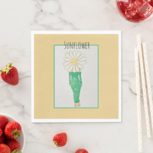 Sunflower Girl Green Dress Napkins