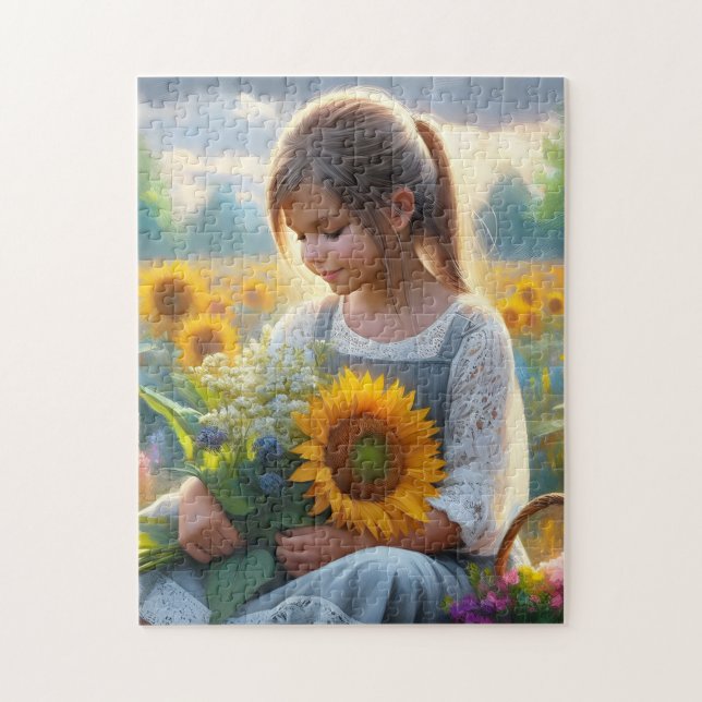 Sunflower Girl Jigsaw Puzzle (Vertical)