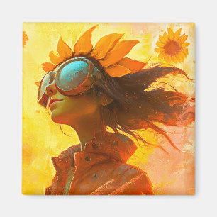 Sunflower Girl Magnet