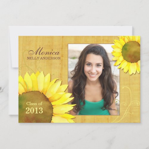 Sunflower Girl Photo Graduation Class of 2013 Card