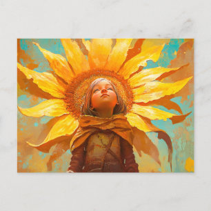 Sunflower Girl Postcard