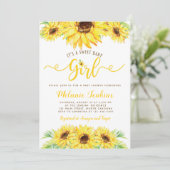 Sunflower Girl Summer Floral Baby Shower Invitation (Standing Front)