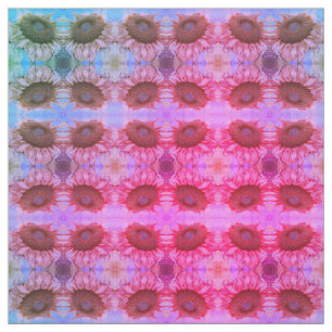 Sunflower Girly Pink Floral Watercolor Boho Design Fabric