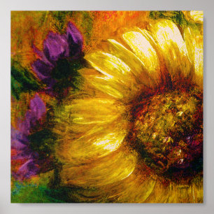 "Sunflower Glow" 20" x 20" Wood Photo Tile