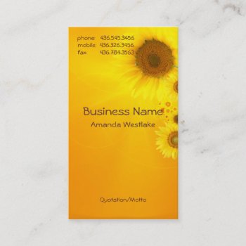 Sunflower Glow Business Card by uniqueprints at Zazzle