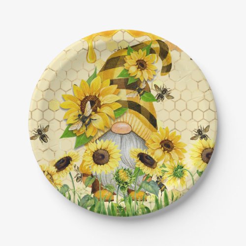 Sunflower Gnome Paper Plates