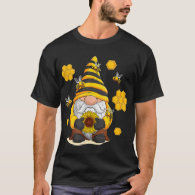Sunflower Gnome With Bee And Honey Hippie  T-Shirt