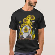 Sunflower Gnome With Bee Funny Hippie Gnome  T-Shirt