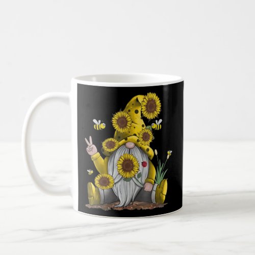Sunflower Gnome With Bee  Hippie Gnome For Flower  Coffee Mug