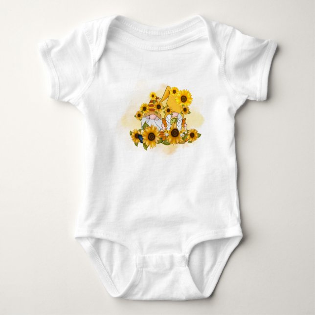 Sunflower Gnomes Baby Bodysuit (Front)