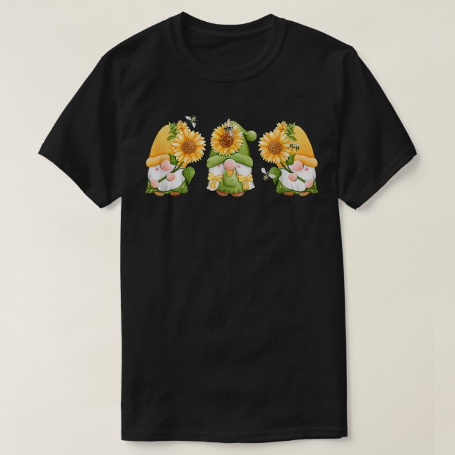 SUNFLOWER GNOMES, BUZY BEES, AUTUMN FALL GARDEN FL T-Shirt (Design Front)