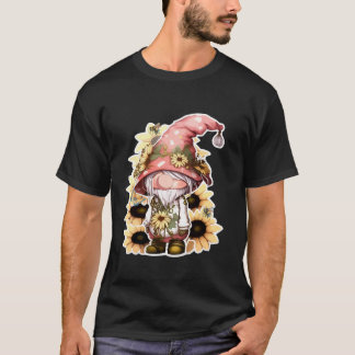Sunflower Gnomes Cute Bees Funny Gnome Sunflowers T-Shirt
