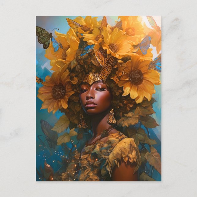 Sunflower Goddess Fantasy Art Postcard (Front)
