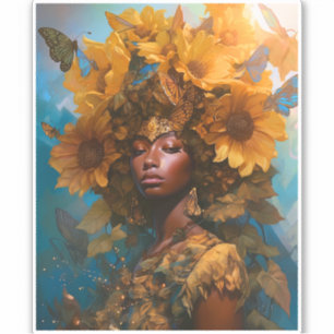 Sunflower Goddess Fantasy Art Sticker