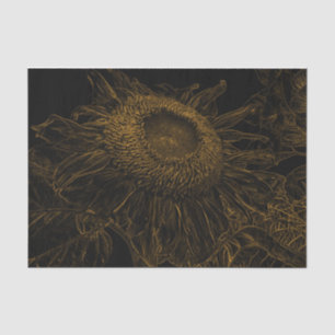 Sunflower Gold Black Floral Art Decoupage Tissue Paper