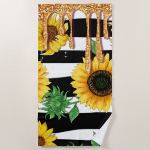 Sunflower Gold Drip Beach Towel