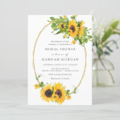Sunflower Gold Geometric Frame Bridal Shower Invitation (Standing Front)