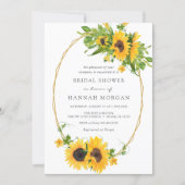Sunflower Gold Geometric Frame Bridal Shower Invitation (Front)