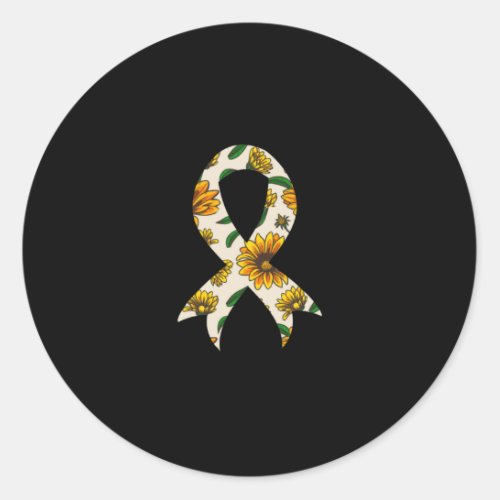 Sunflower Gold Ribbon Childhood Cancer Awareness Classic Round Sticker