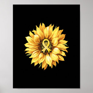 Sunflower Gold Ribbon Childhood Cancer Awareness Poster