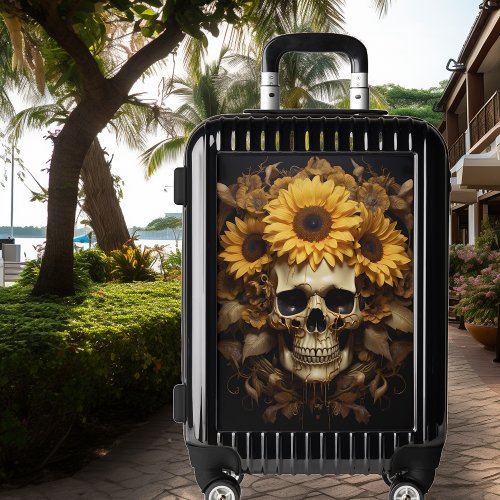 Sunflower Gold Skull  Luggage