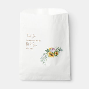 Sunflower Gold Text White Wedding Favor Bag
