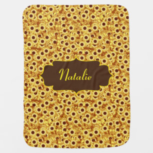 Sunflower, Gold, Yellow and Brown, Editable Baby Blanket