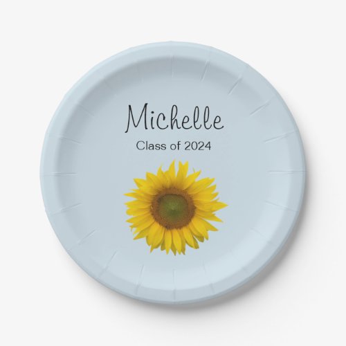 Sunflower Graduation Class of 2024 Paper Plates