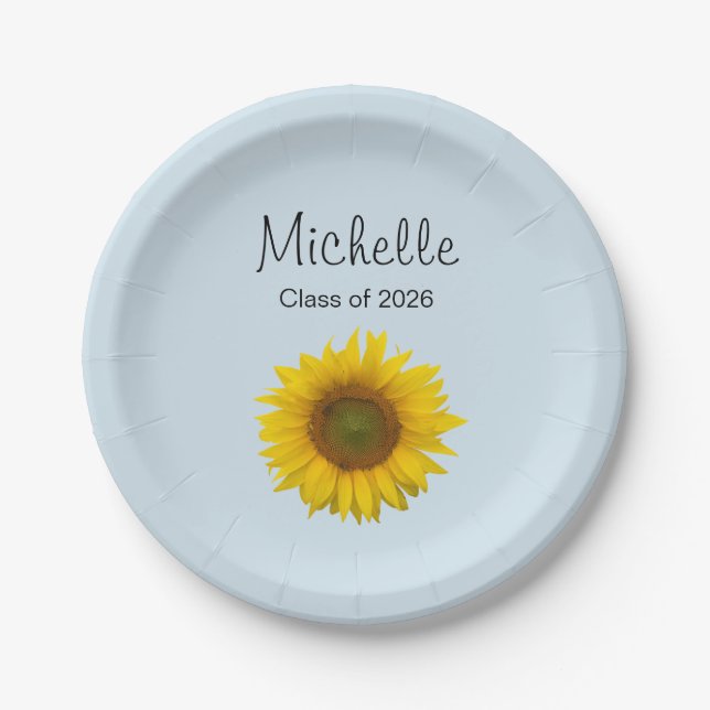 Sunflower Graduation Class of 2026 Paper Plates (Front)