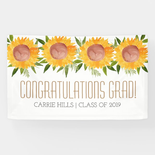 Sunflower graduation party congratulations banner (Horizontal)