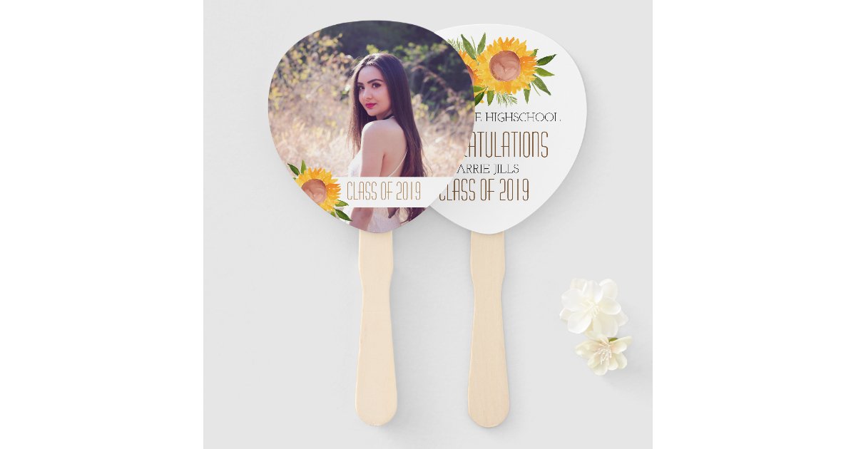 Sunflower graduation party congratulations fan | Zazzle