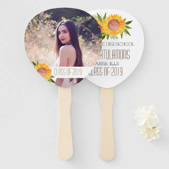 Sunflower graduation party congratulations fan | Zazzle