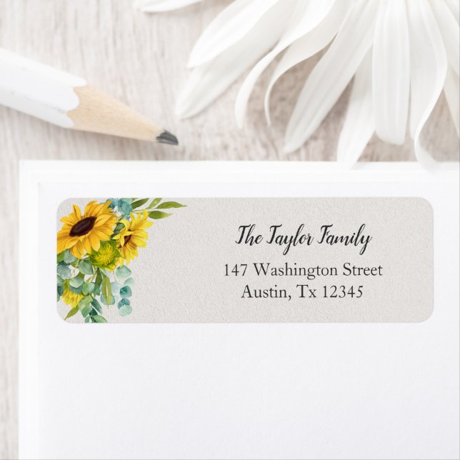 Sunflower Graduation Party Family Return Address Label (Insitu)