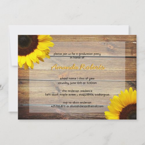 Sunflower Graduation Party Invitation