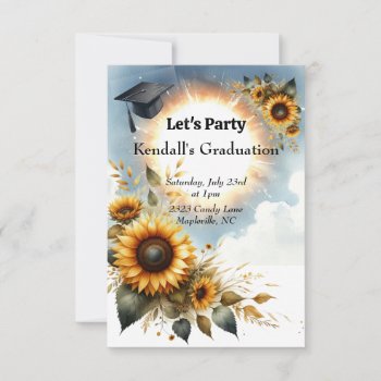 Sunflower Graduation Party Invitation by seashell2 at Zazzle