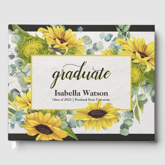 Sunflower Graduation Party Keepsake Guest Book (Front)