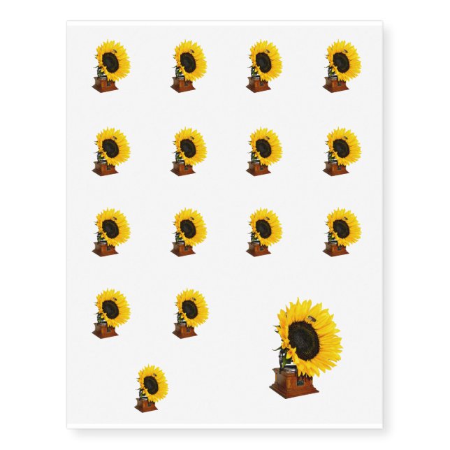 Sunflower gramophone temporary tattoos (Front)