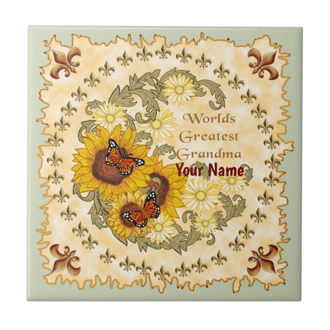Sunflower Grandma  Ceramic Tile (Front)