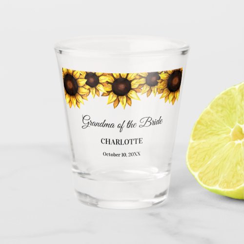 Sunflower Grandma of The Bride  Shot Glass