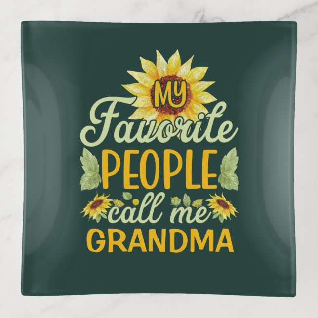 Sunflower Grandma Trinket Tray (Front)