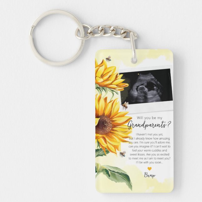 Sunflower Grandparents to be from Bump Ultrasound Keychain (Front)