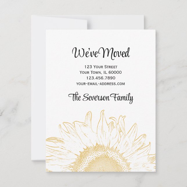 Sunflower Graphic Change of Address Announcement (Front)