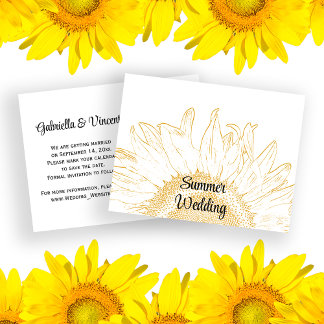 Sunflower Graphic Summer Wedding Announcement Postcard