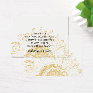 Sunflower Graphic Wedding Charity Favor Card