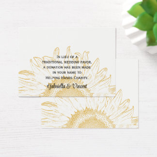 Sunflower Graphic Wedding Charity Favor Card